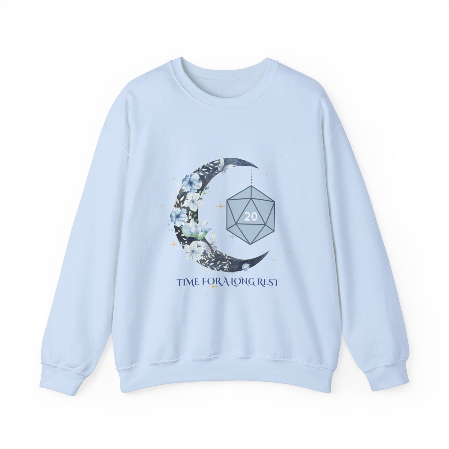 Dnd Shirt Time for Long Rest with Moon and D20 Detail, Perfect Gift Idea for Dungeons, Dragons, Bg3, Game Masters