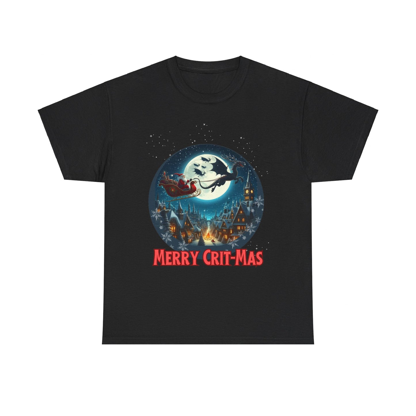 Dungeons Crit-mas T-Shirt, Weihnachtsmann von Drachen gezogen, Weihnachtsshirt