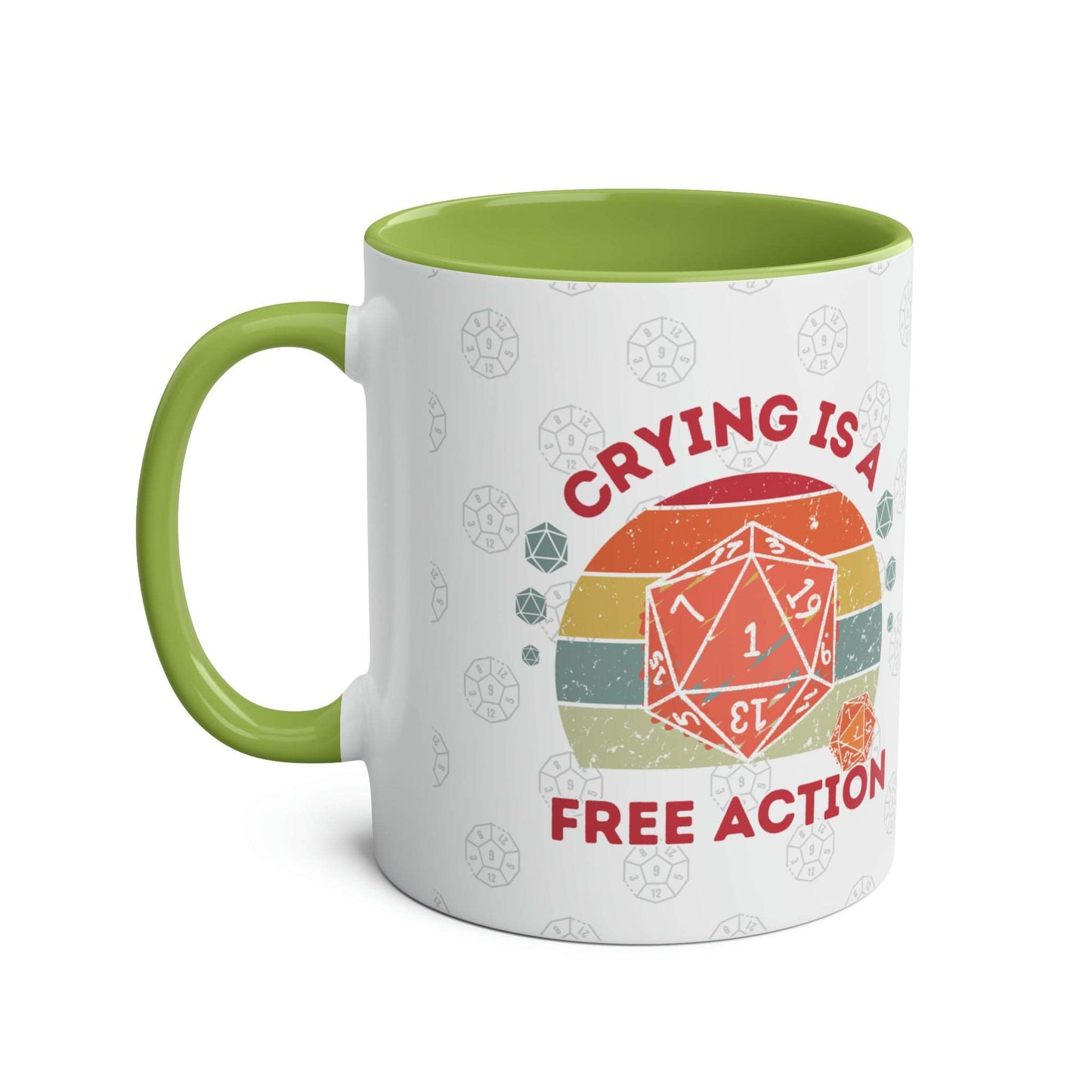 Dnd Mug Crying is a Free Action Coffee Cup, Great Gift for DM or Dungeons, Dragons Players with Nat1 D20 Retro Design