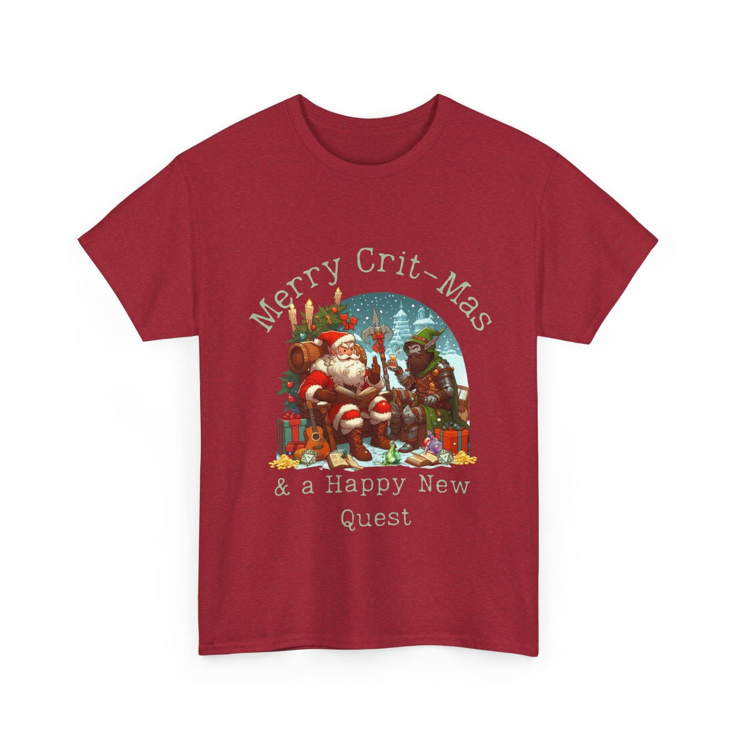 dungeons and dragons Dnd christmas t shirt merry critmas and a happy new quest