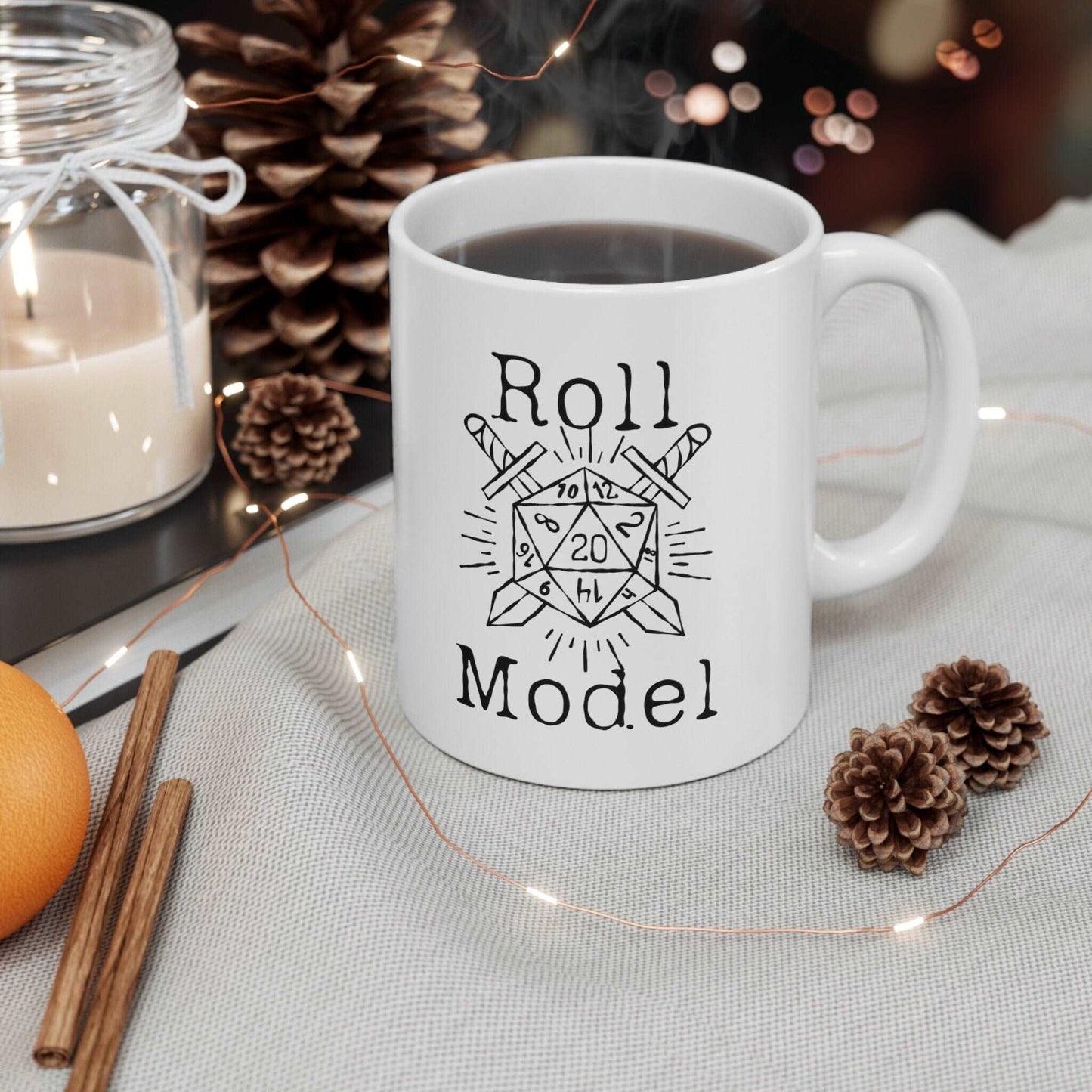 DnD Dice Roll Model Mug for Dungeons and Dragons Player Character and The DM Dungeon Master. Ideal Christmas Gift Stocking Filler