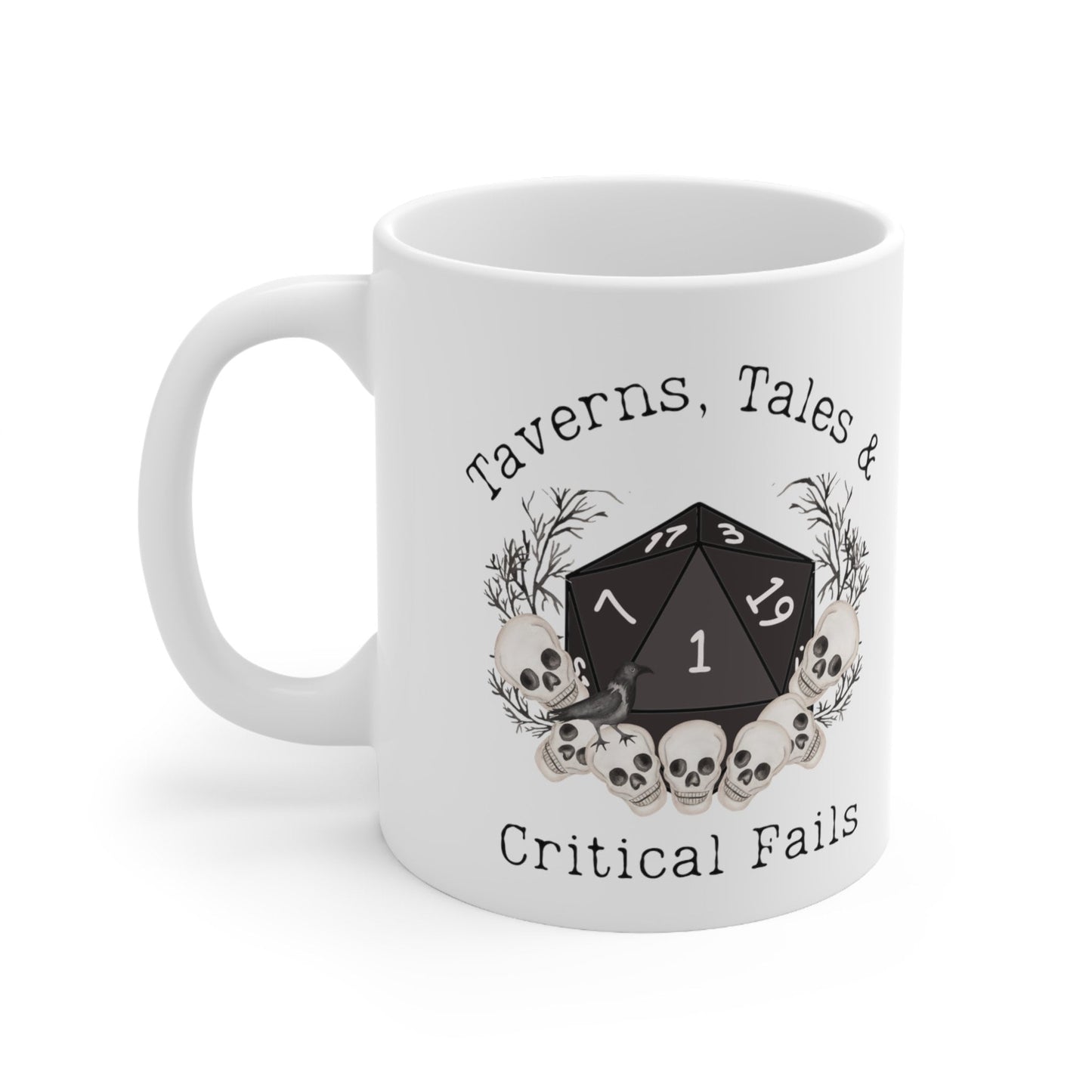 Tasse DnD Taverns Tales & Critical Fails, cadeau de Noël ou d'anniversaire pour les fans de Dungeons Dragons, DM Baldur 3 BG3 Astarion Bard, Vox Nein.