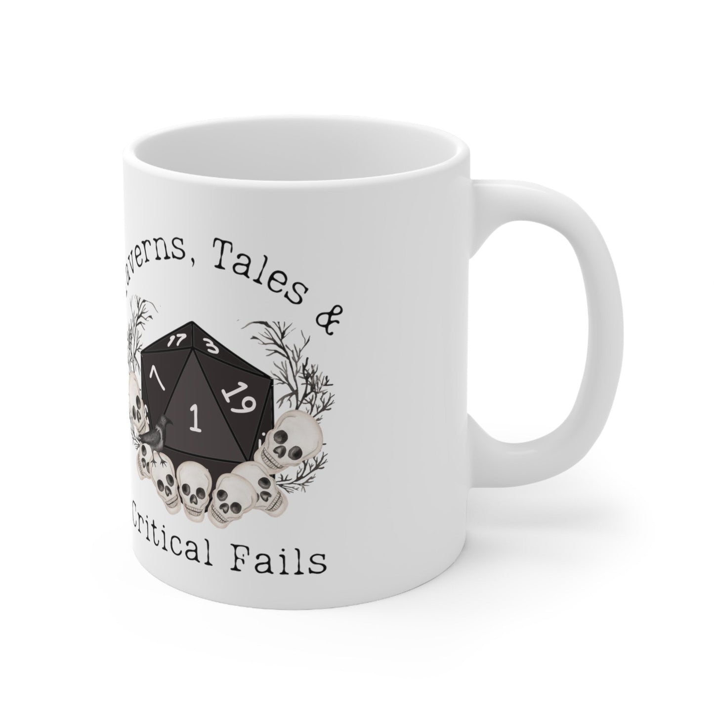 Tasse DnD Taverns Tales & Critical Fails, cadeau de Noël ou d'anniversaire pour les fans de Dungeons Dragons, DM Baldur 3 BG3 Astarion Bard, Vox Nein.