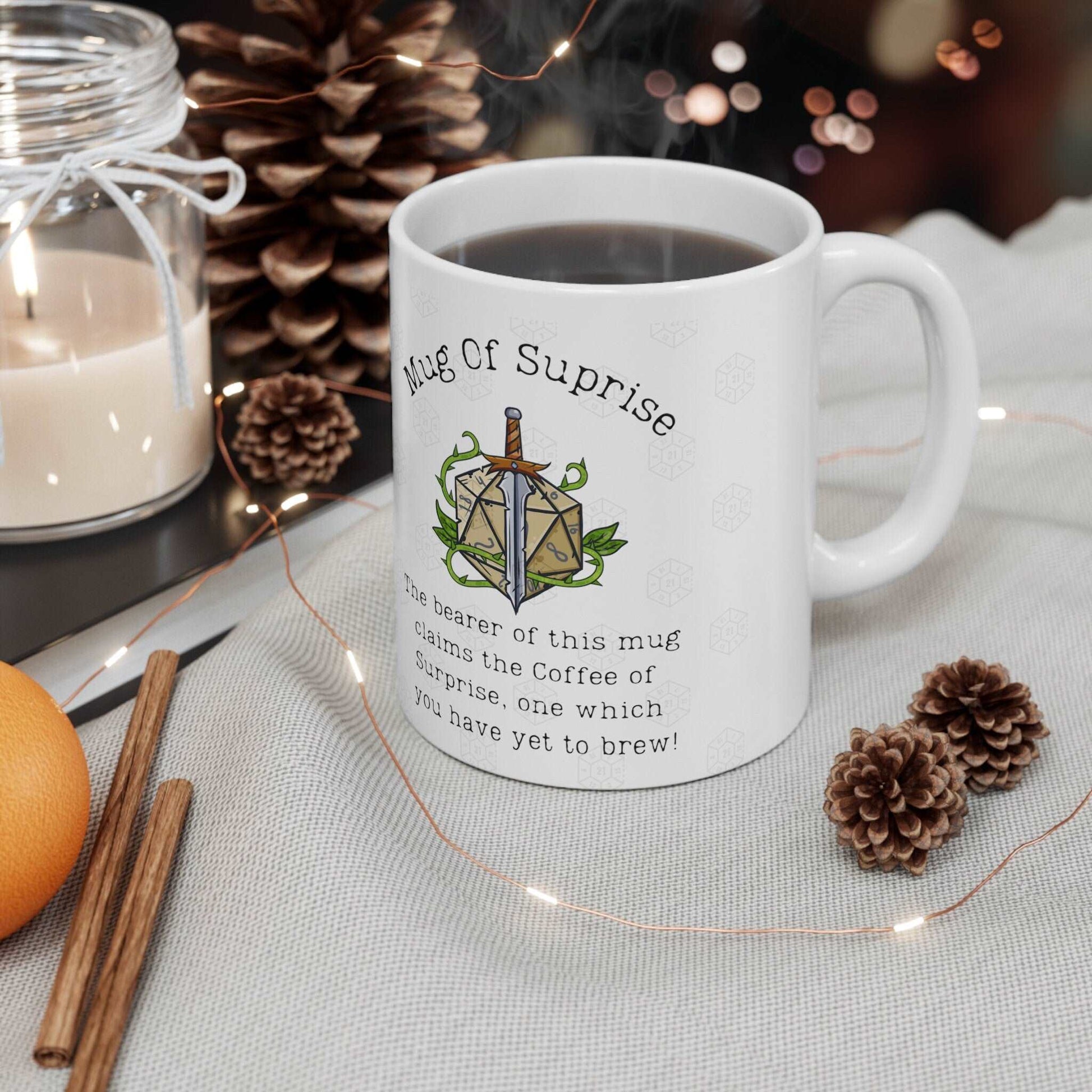 DND Mug of Surprise for Table Top RPG gamers and Dungeons and Dragons Fans DM and Player Characters Halfling Baldurs Gate 3 / the Witcher 3
