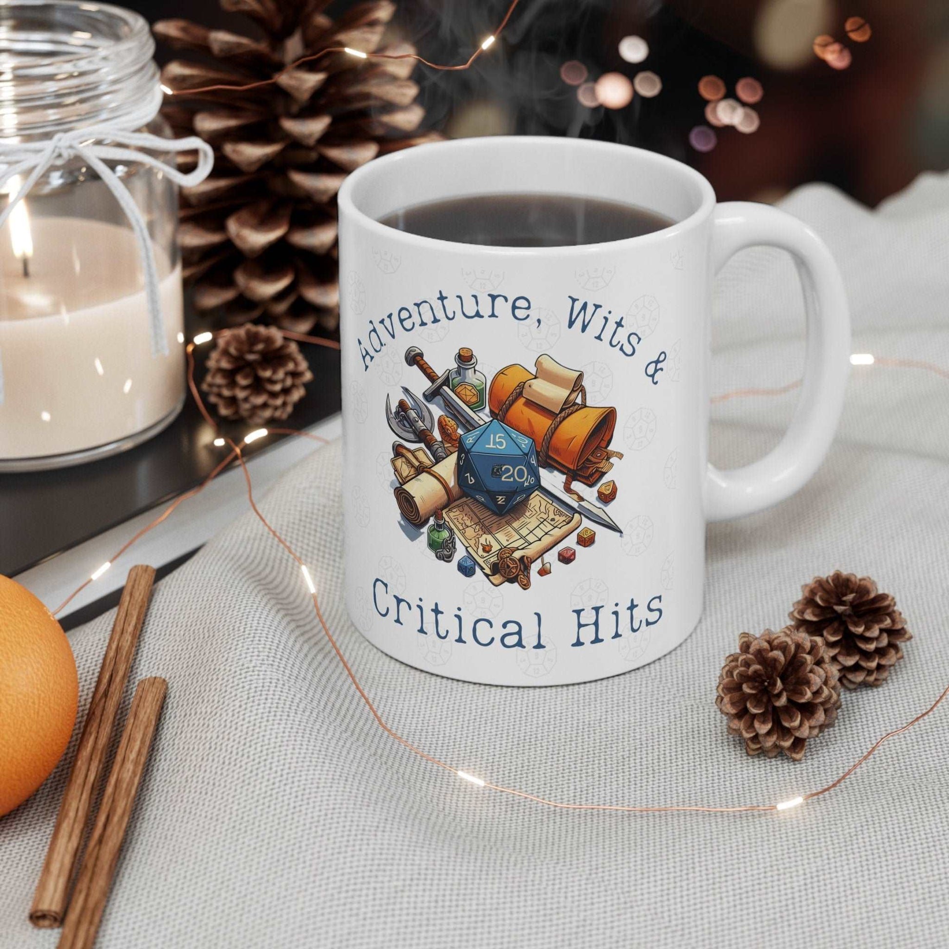 DnD Mug Adventure, Wits and Critical Hits Cup, Christmas, Birthday Gift for Dungeons and Dragons Fans, DMs. Baldur 3 BG3 Astarion fans