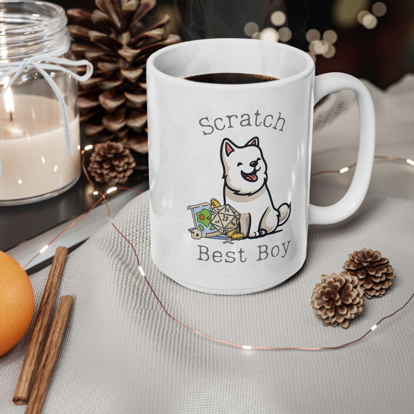 Large BG3 Scratch Baldur 3 Mug | Forget Astarion: Get the Best Boy! Dog Mug for RPG Doggo Fans DnD Dice, Scratch's Sniff Image