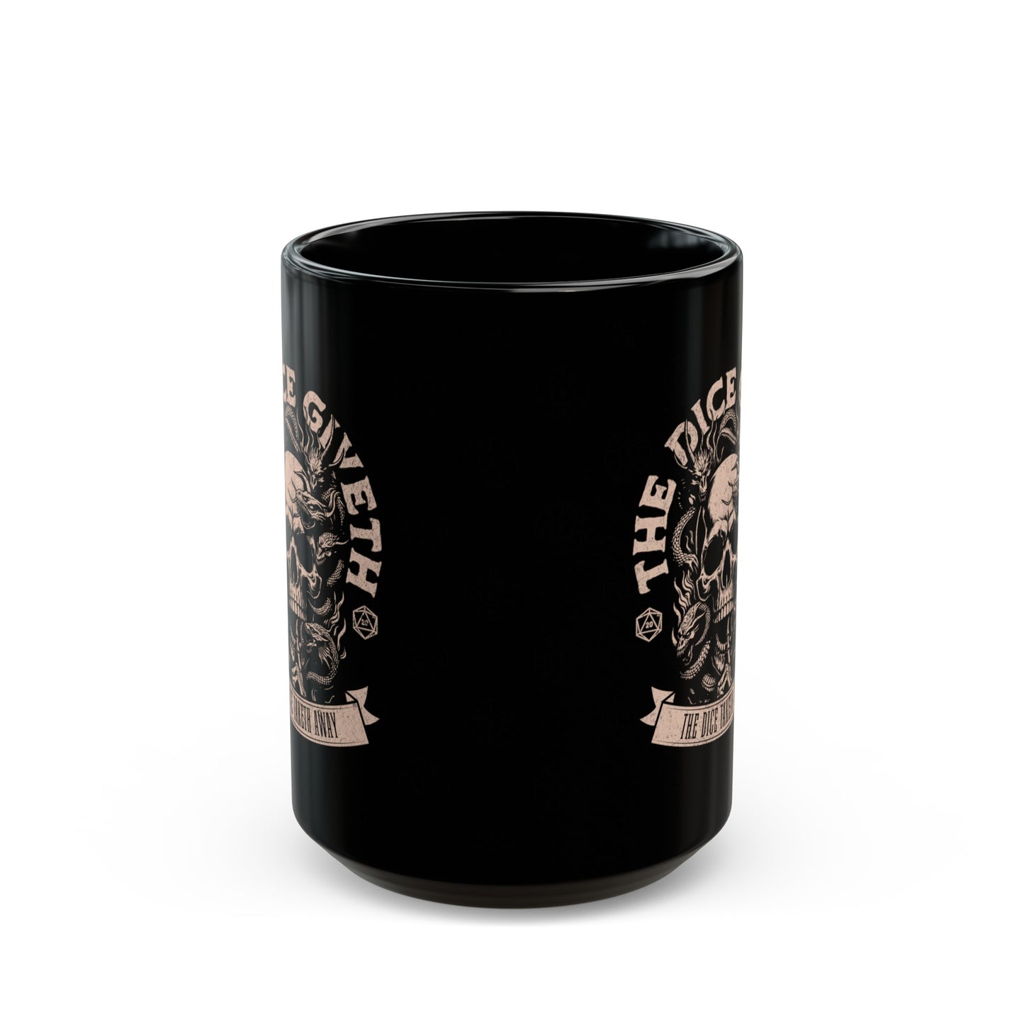 Dnd-Becher „The Dice Giveth“ Geschenktasse für DM