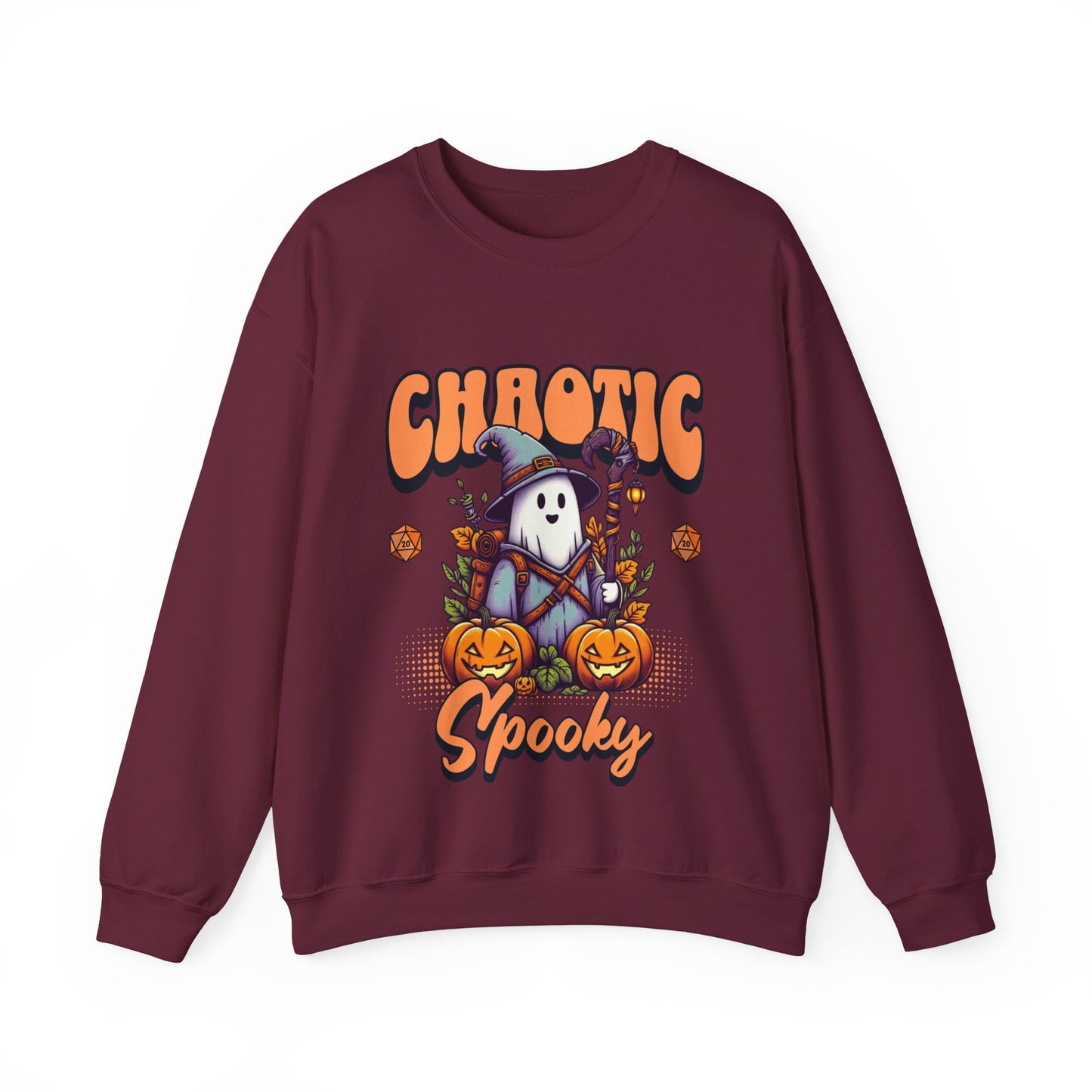 T-shirt Dnd Halloween Jumper, Chaotic Spooky avec citrouille D20 Dice Detail Cadeau pour DM ou groupe de joueurs de Donjons et Dragons