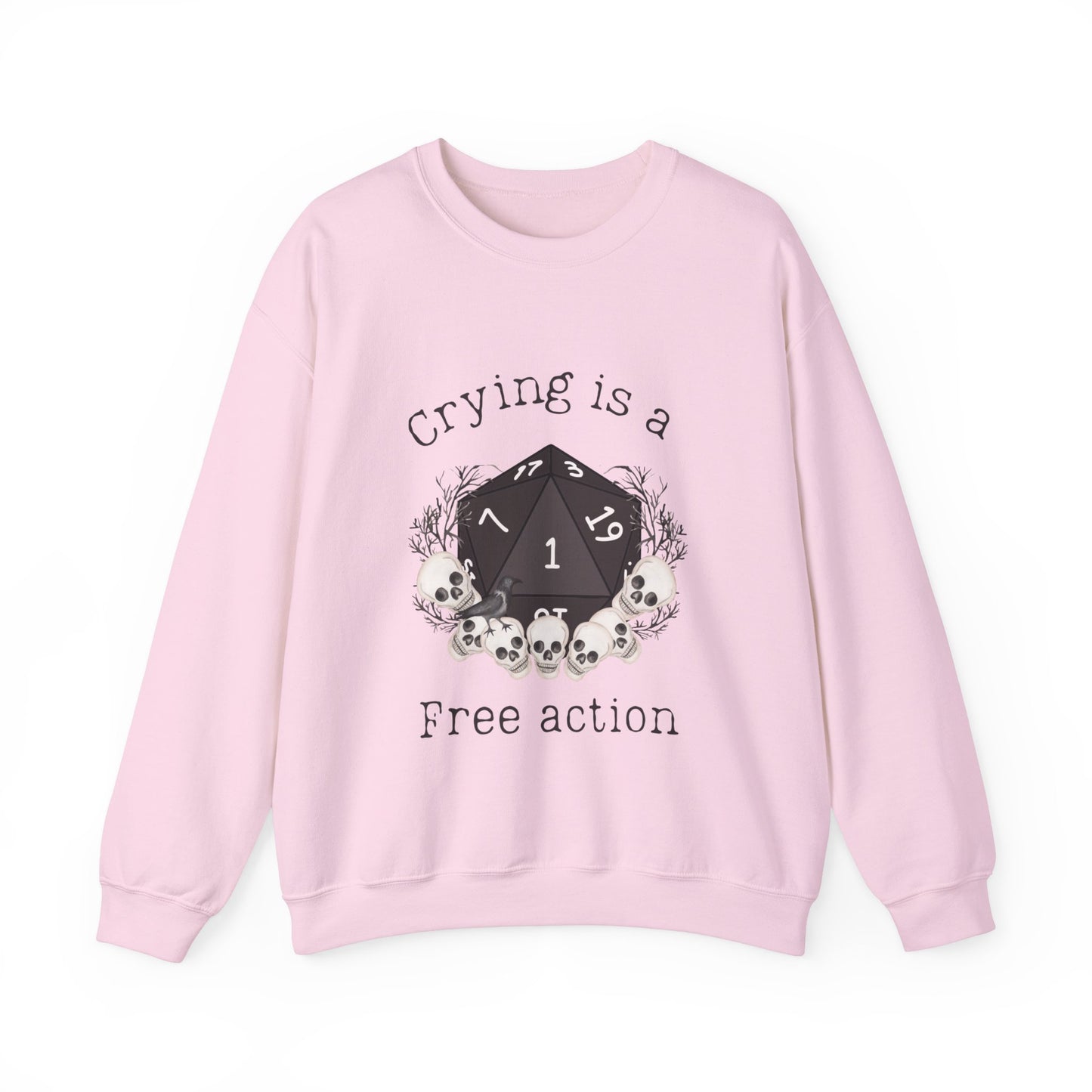 Dnd Shirt Crying is a Free Action Funny Jumper, Gift For DM, Dungeons and Dragons RPG Player Magic Group Or Gathering with D20 Nat1 Dice