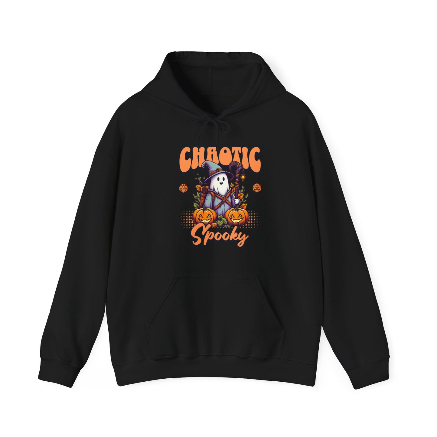 Sweat à capuche Dnd Shirt Halloween, Chaotic Spooky avec des détails de dés citrouille d20, cadeau pour DM pour le groupe de joueurs de Donjons et Dragons