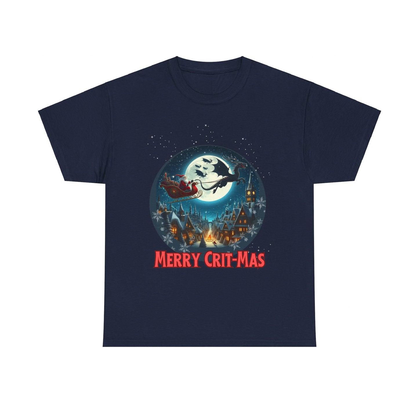 Dungeons Crit-mas tee, Santa Pulled by Dragons Holiday Shirt