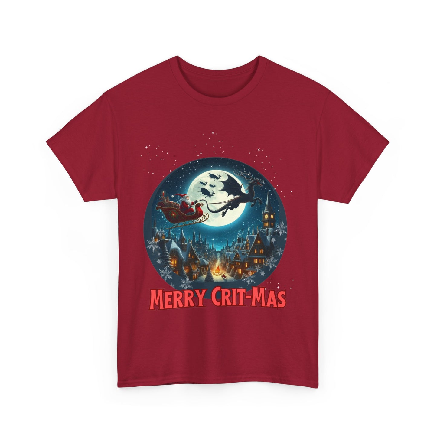 Dungeons Crit-mas tee, Santa Pulled by Dragons Holiday Shirt