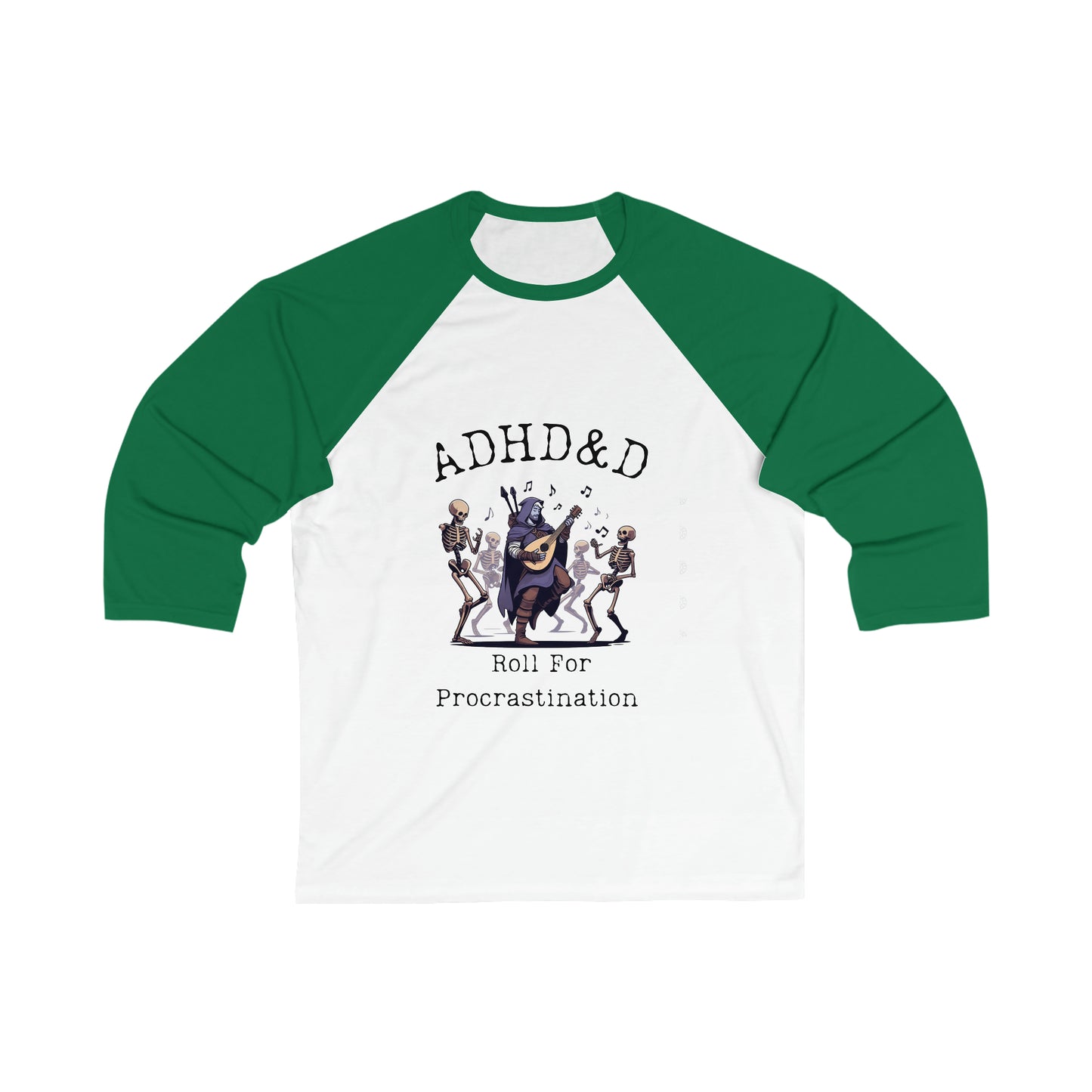 Dnd Adhd Roll für Prokrastination 3\4 Ärmel Baseball-T-Shirt