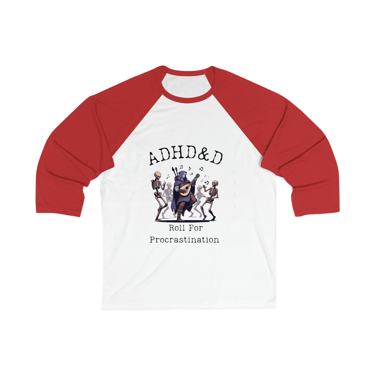 Dnd Adhd Roll for Procrastination 3\4 Sleeve Baseball Tee