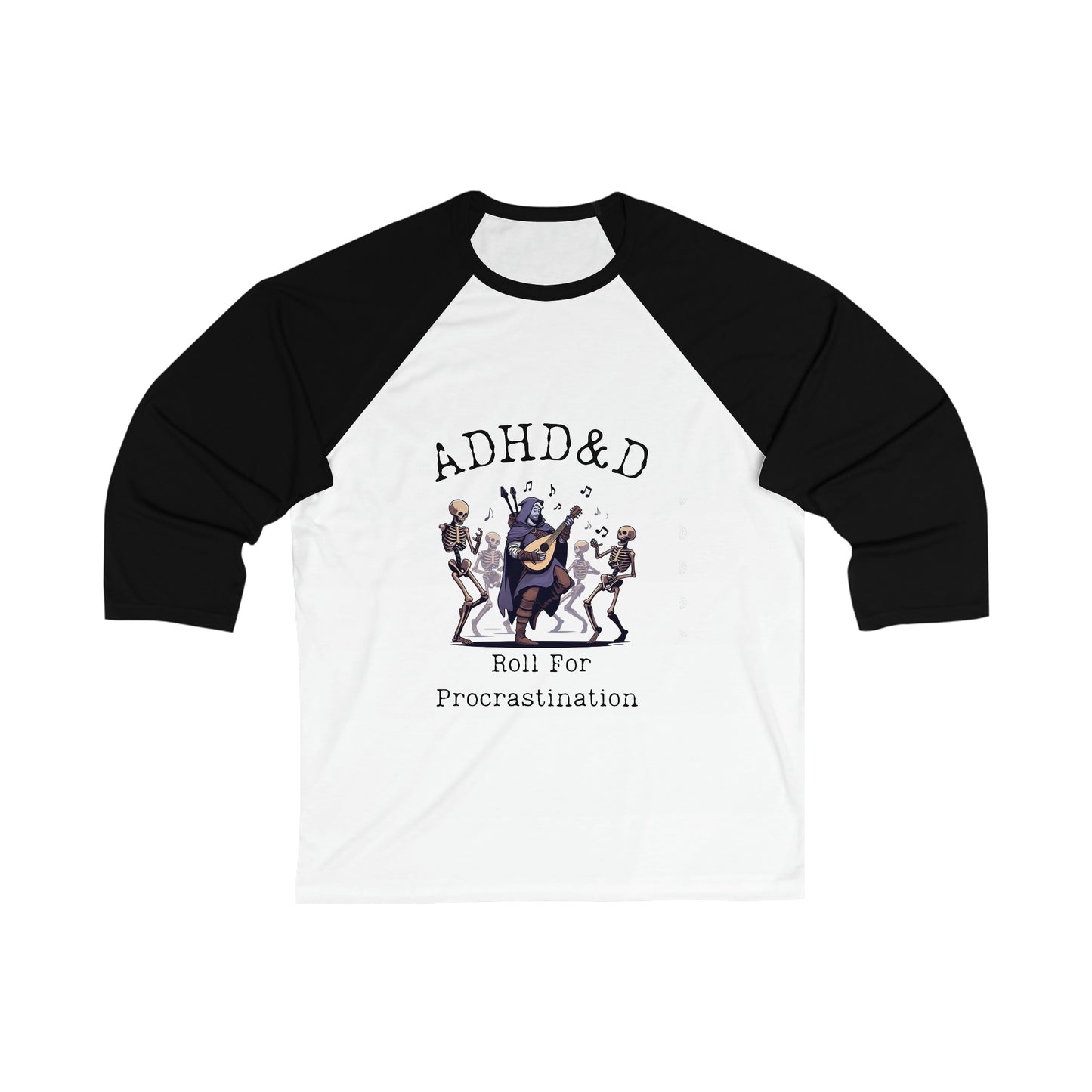 Dnd Adhd Roll for Procrastination 3\4 Sleeve Baseball Tee