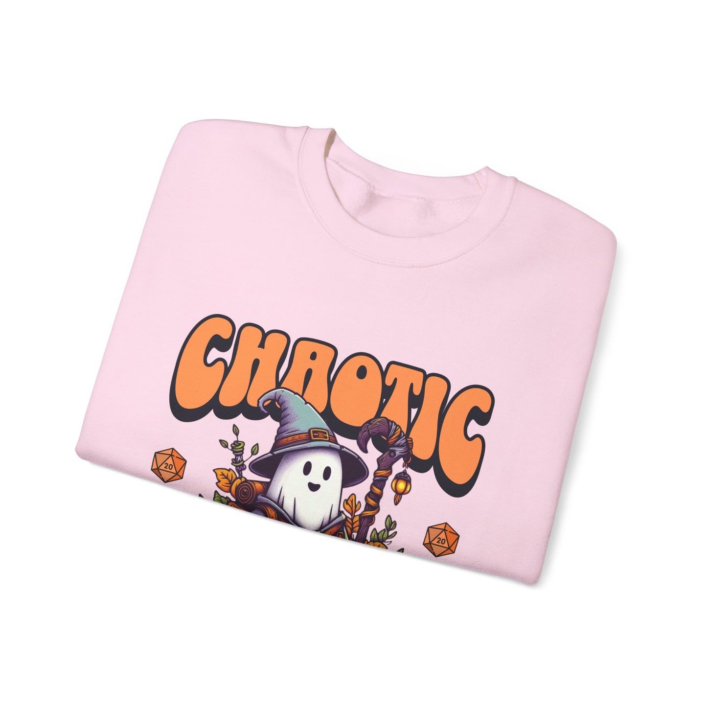 Dnd Shirt Halloween Jumper, Chaotic Spooky with Pumpkin D20 Dice Detail Gift for DM or Dungeons and Dragon Player Group