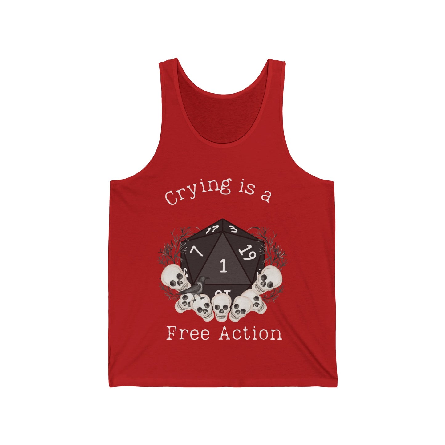 Débardeur Dnd Shirt, Crying is a Free Action D20 Nat1 Dice Detail. Cadeau amusant pour joueur de Dm ou de Donjons et Dragons