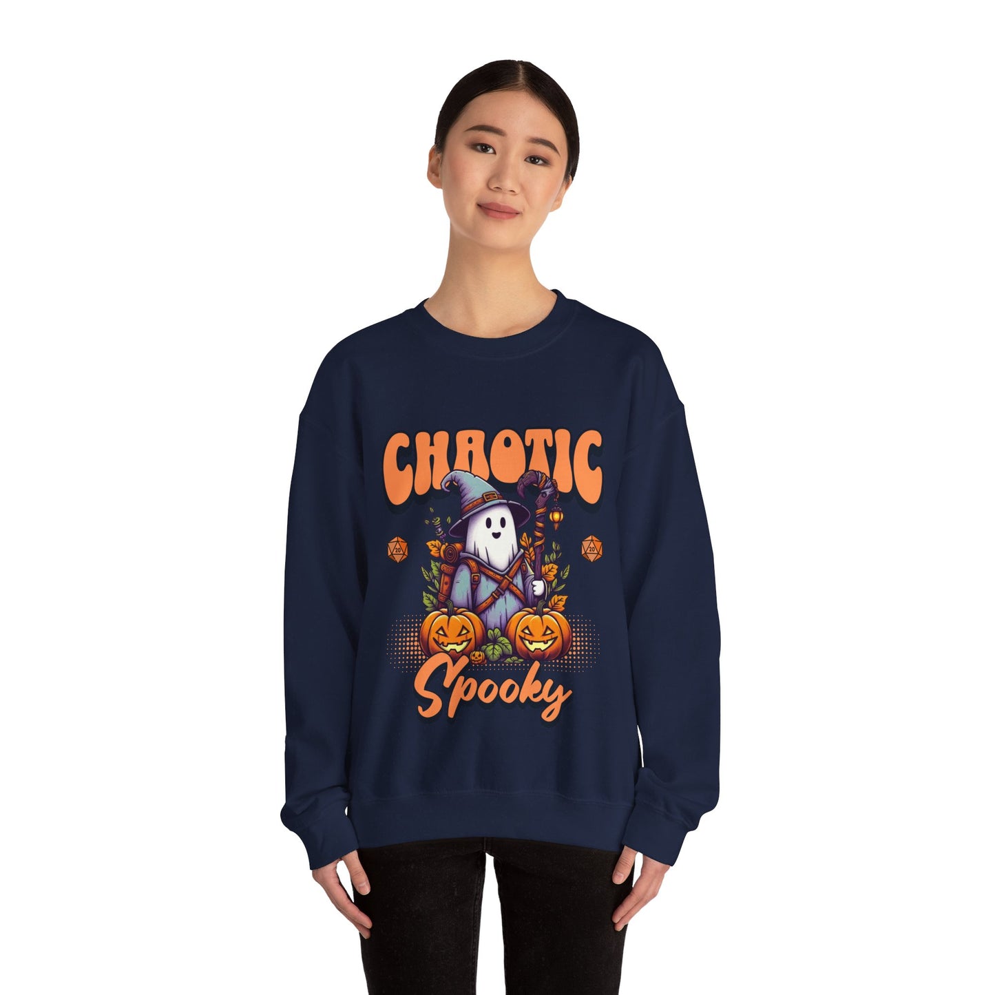 T-shirt Dnd Halloween Jumper, Chaotic Spooky avec citrouille D20 Dice Detail Cadeau pour DM ou groupe de joueurs de Donjons et Dragons