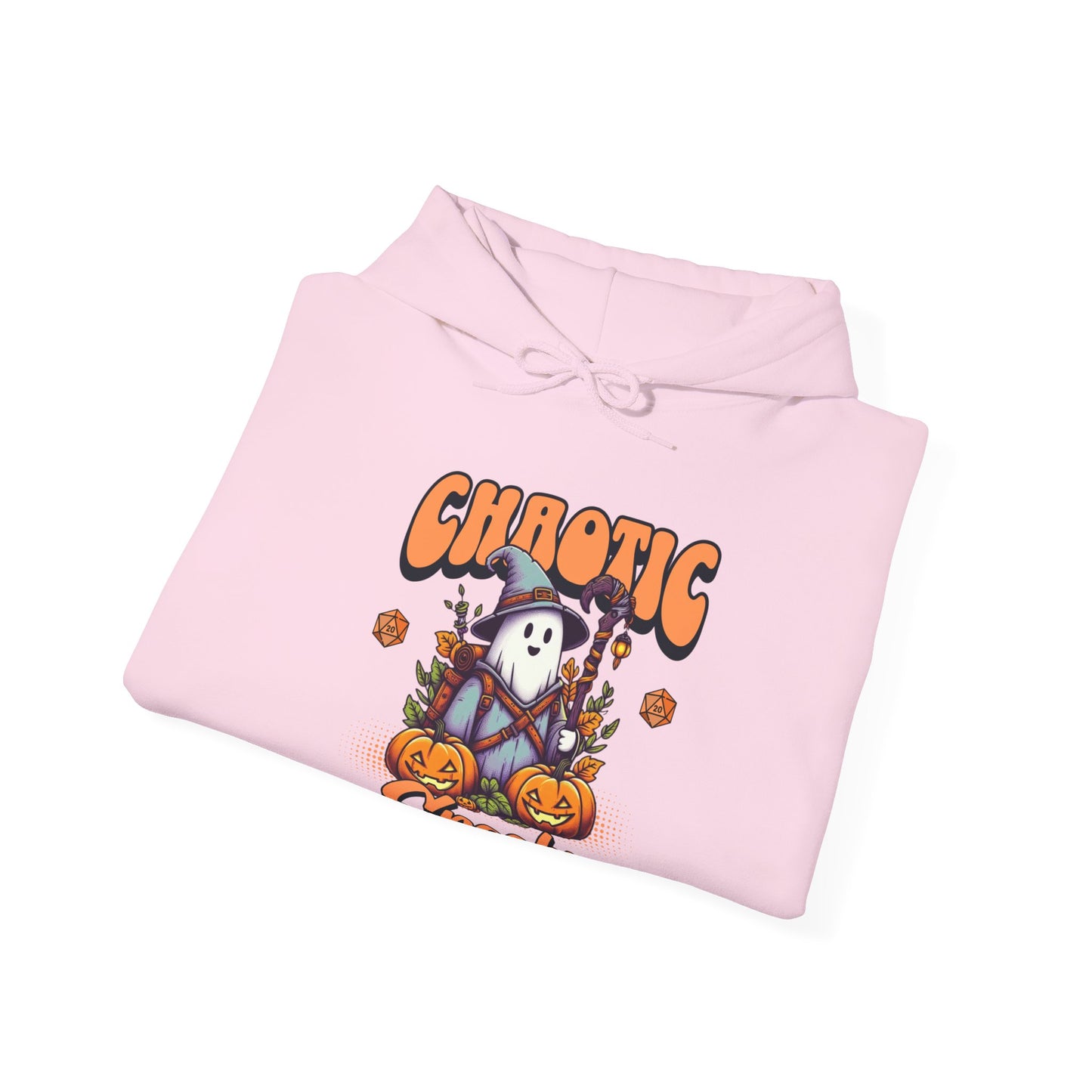 Sweat à capuche Dnd Shirt Halloween, Chaotic Spooky avec des détails de dés citrouille d20, cadeau pour DM pour le groupe de joueurs de Donjons et Dragons