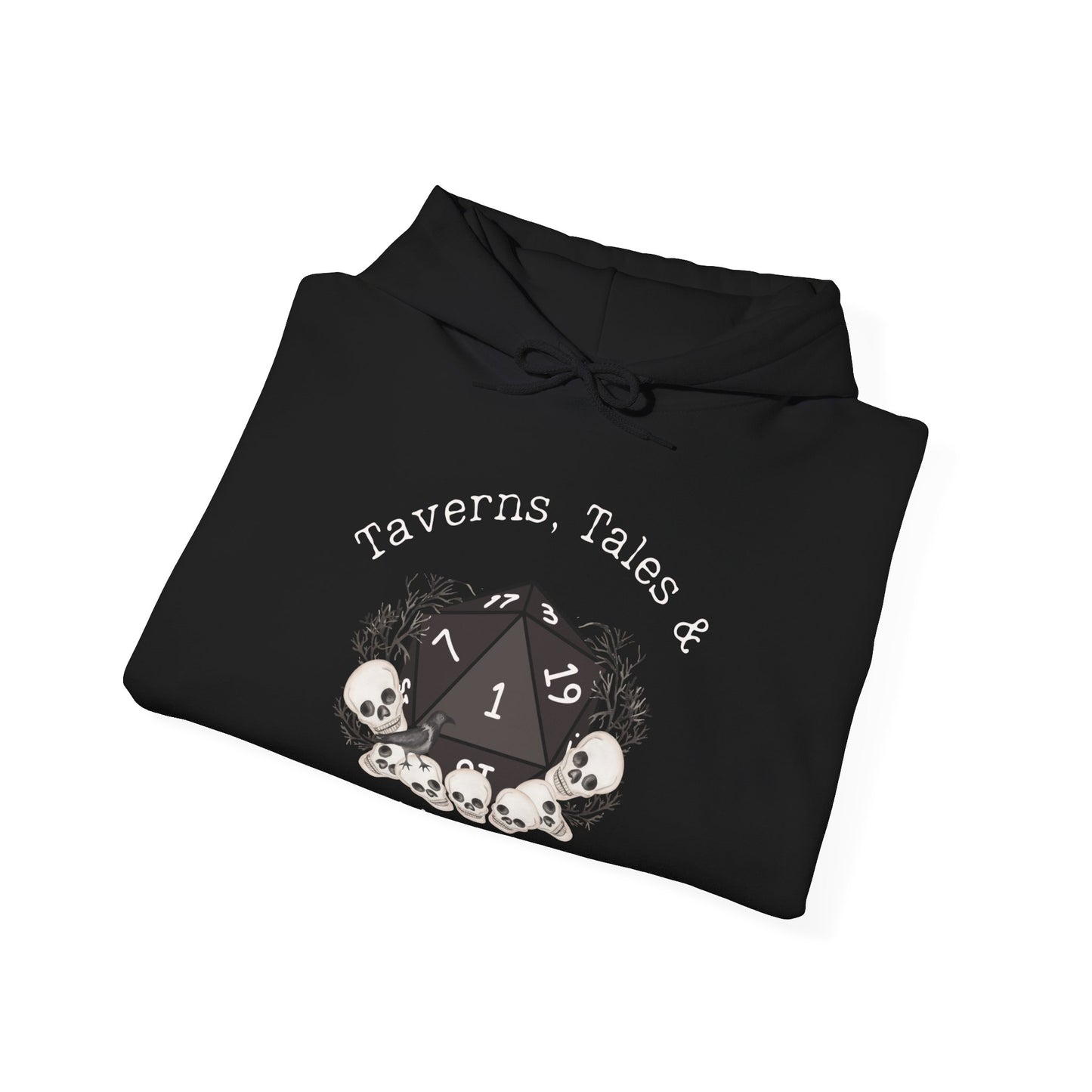 Dnd Shirt Hoodie Taverns Tales & Critical Fails, Gift for DM, Dungeons and Dragon Magic RPG Player Group Gathering, Nat1 D20 Dice Detail