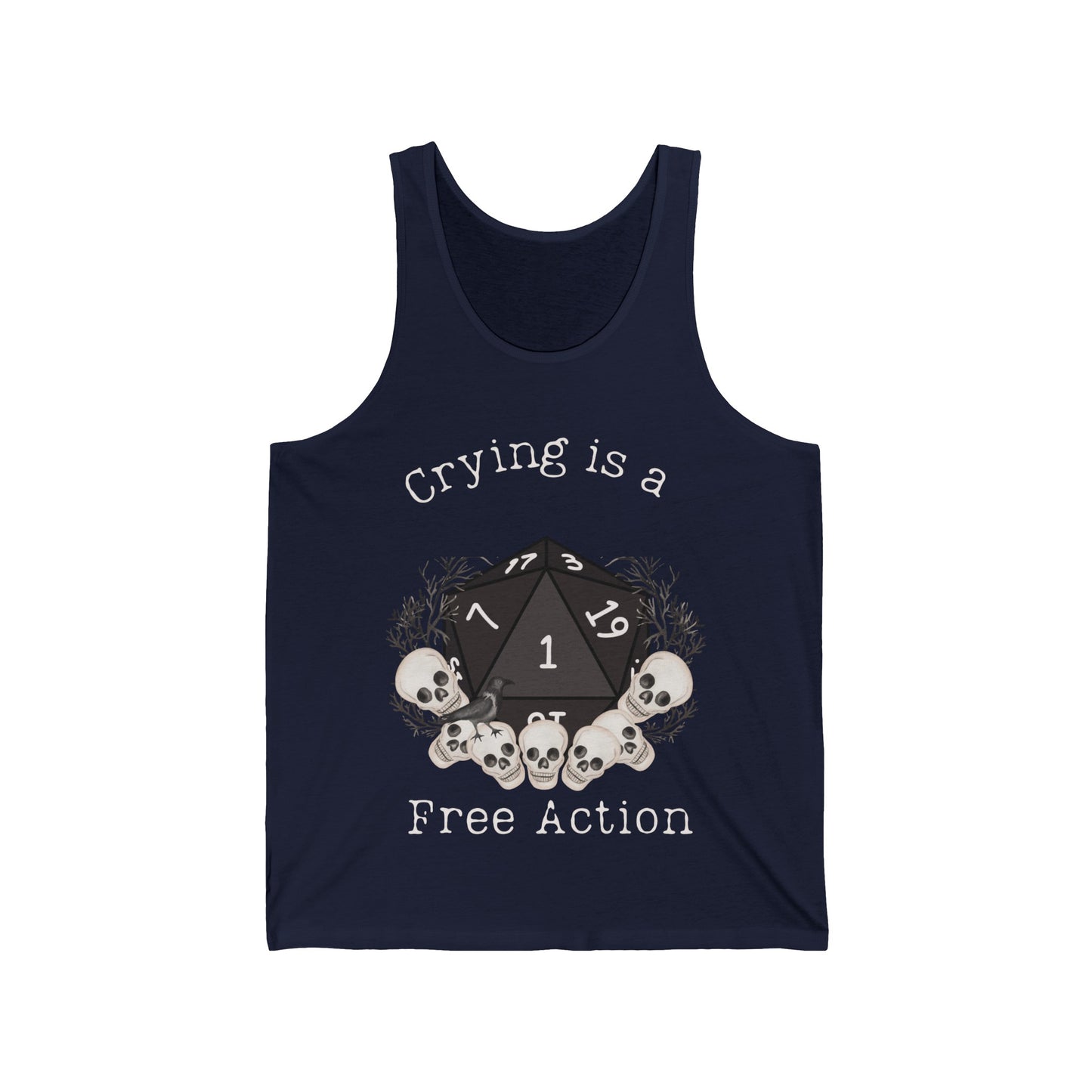 Dnd Shirt Tank Top Weste, Crying is a Free Action D20 Nat1 Würfel Detail. Lustiges Geschenk für Dm oder Dungeons and Dragons Spieler