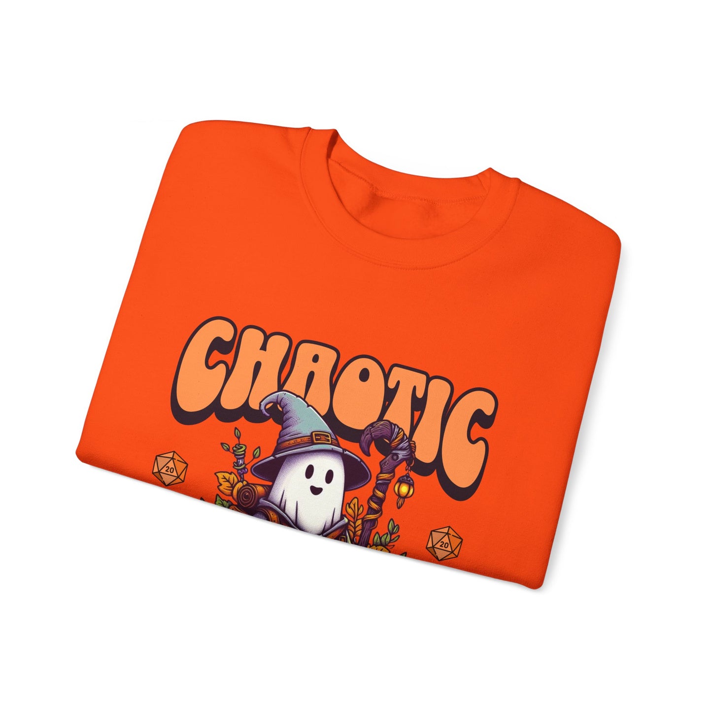 Dnd Shirt Halloween Jumper, Chaotic Spooky with Pumpkin D20 Dice Detail Gift for DM or Dungeons and Dragon Player Group