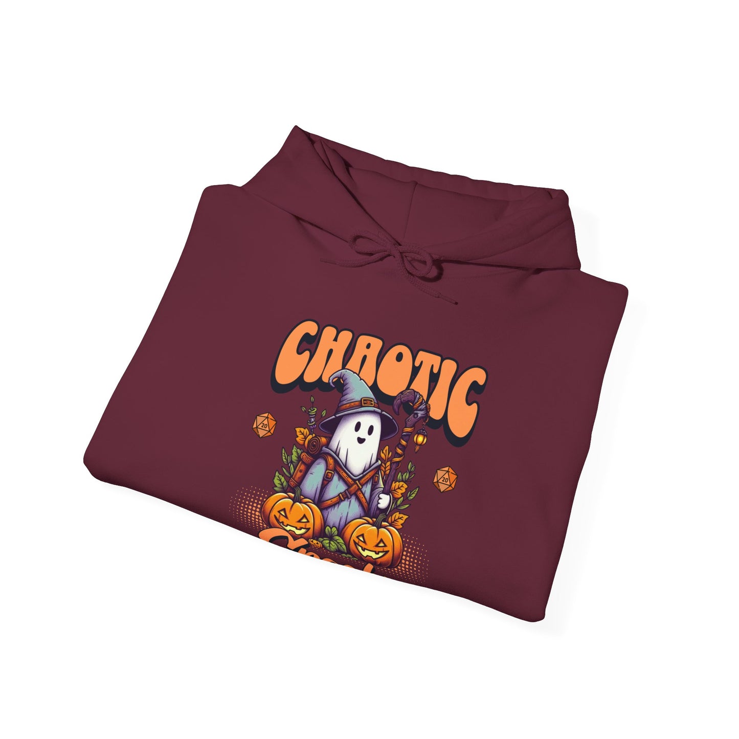 Sweat à capuche Dnd Shirt Halloween, Chaotic Spooky avec des détails de dés citrouille d20, cadeau pour DM pour le groupe de joueurs de Donjons et Dragons