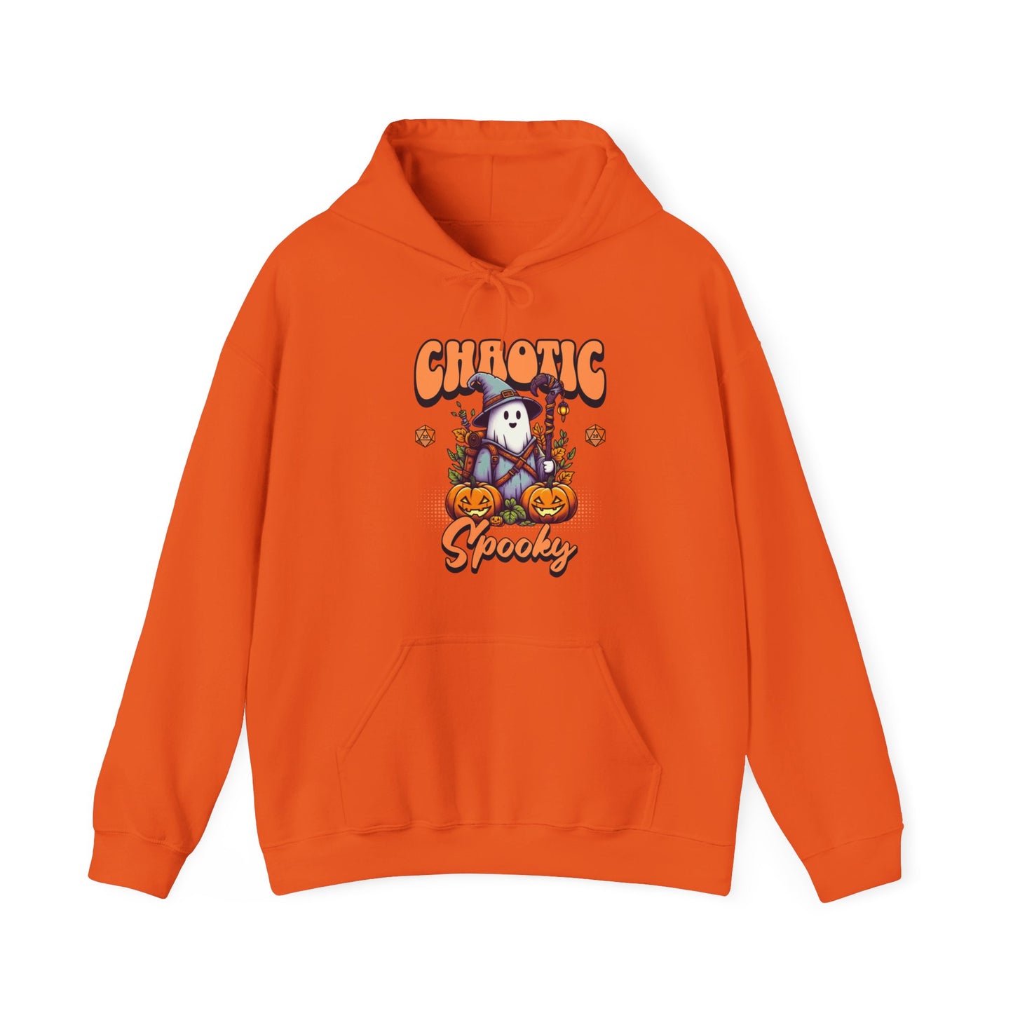 Sweat à capuche Dnd Shirt Halloween, Chaotic Spooky avec des détails de dés citrouille d20, cadeau pour DM pour le groupe de joueurs de Donjons et Dragons