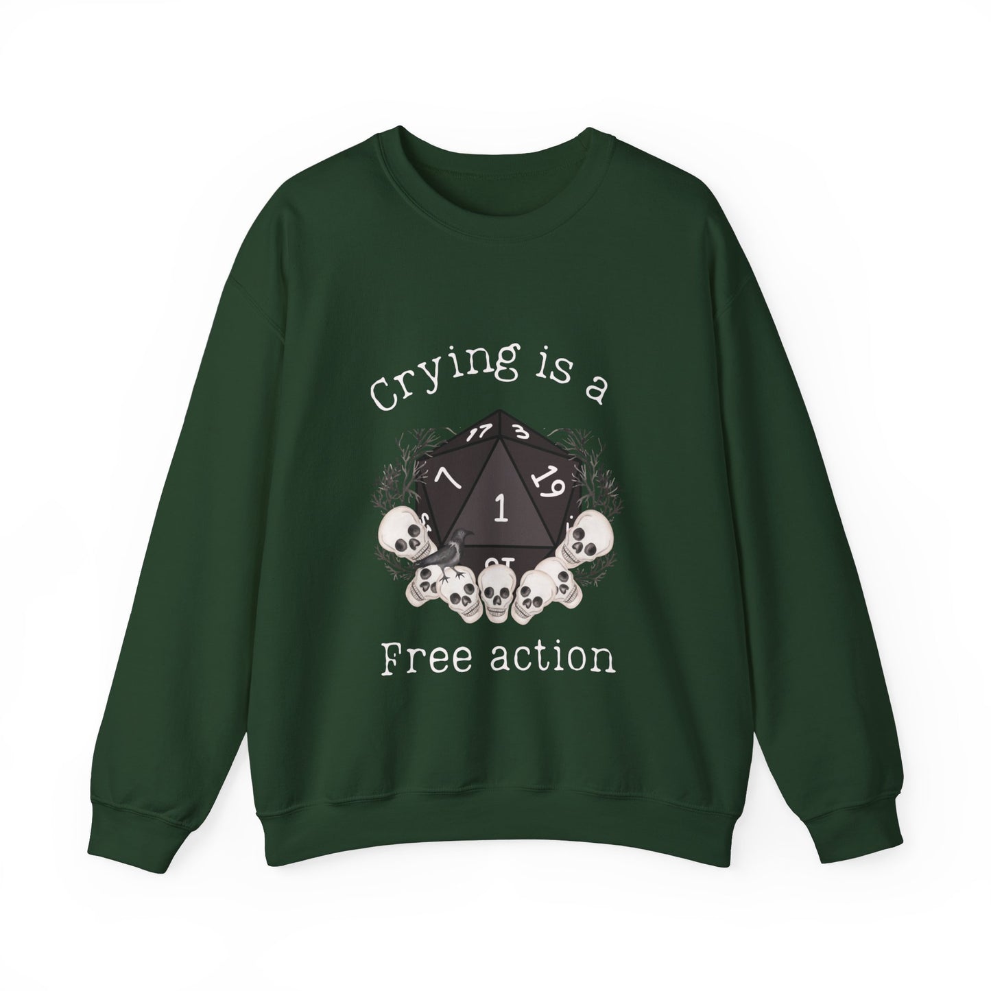 Dnd Shirt Crying is a Free Action Funny Jumper, Gift For DM, Dungeons and Dragons RPG Player Magic Group Or Gathering with D20 Nat1 Dice