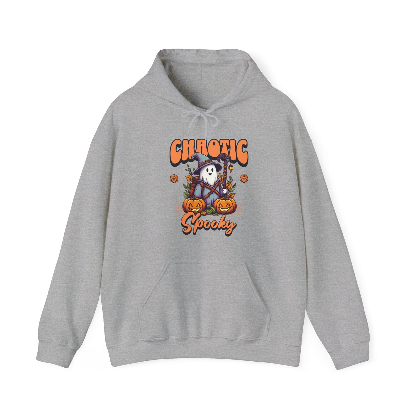 Dnd Shirt Kapuzenpullover Halloween Hoodie, Chaotisch Gruselig mit Kürbis d20 Würfel Detail, Geschenk für DM für Dungeons and Dragons Spielergruppe