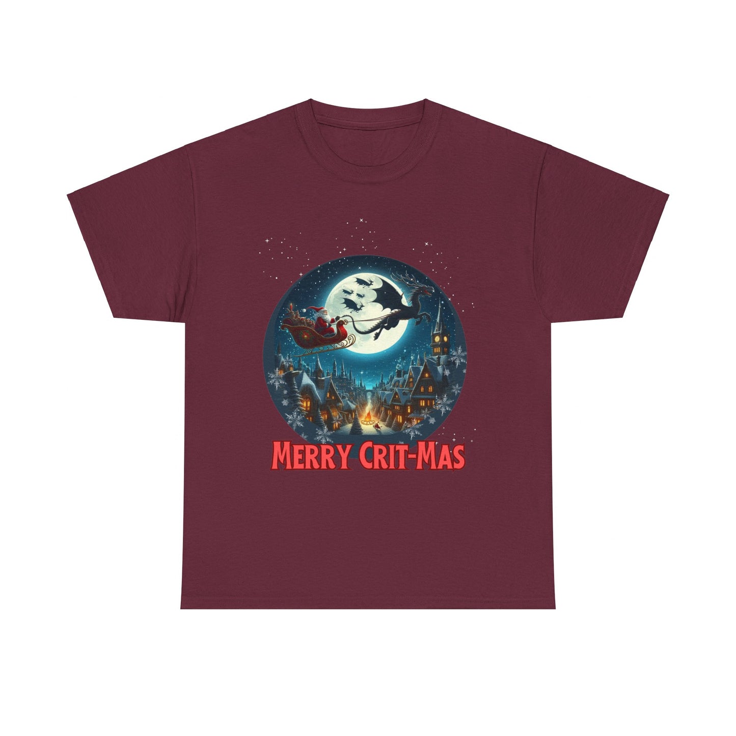 Dungeons Crit-mas T-Shirt, Weihnachtsmann von Drachen gezogen, Weihnachtsshirt