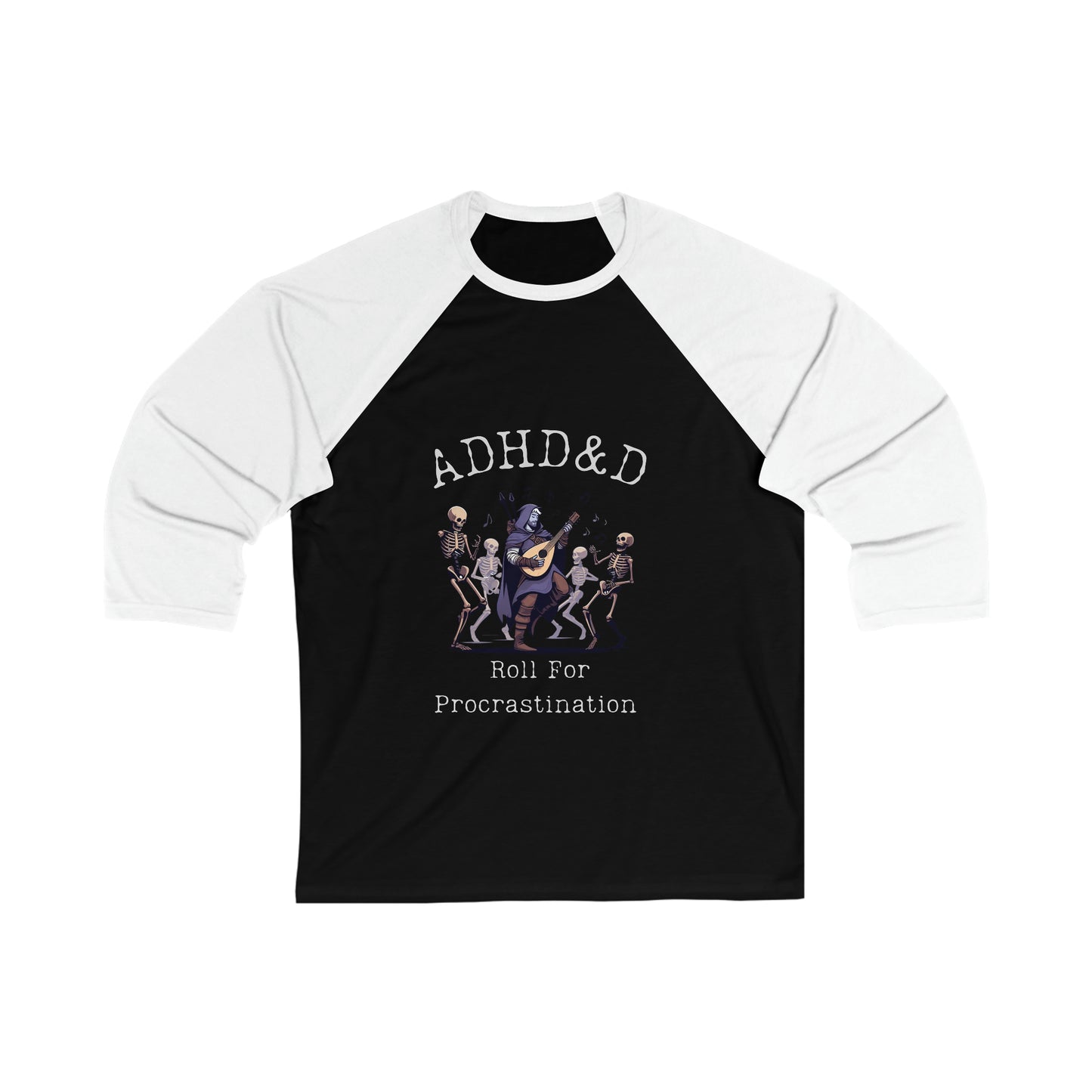 Dnd Adhd Roll for Procrastination 3\4 Sleeve Baseball Tee