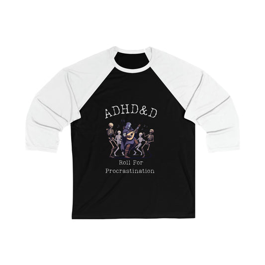 Dnd Adhd Roll für Prokrastination 3\4 Ärmel Baseball-T-Shirt