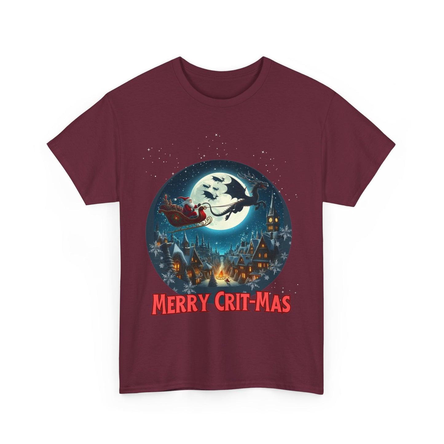 Dungeons Crit-mas T-Shirt, Weihnachtsmann von Drachen gezogen, Weihnachtsshirt