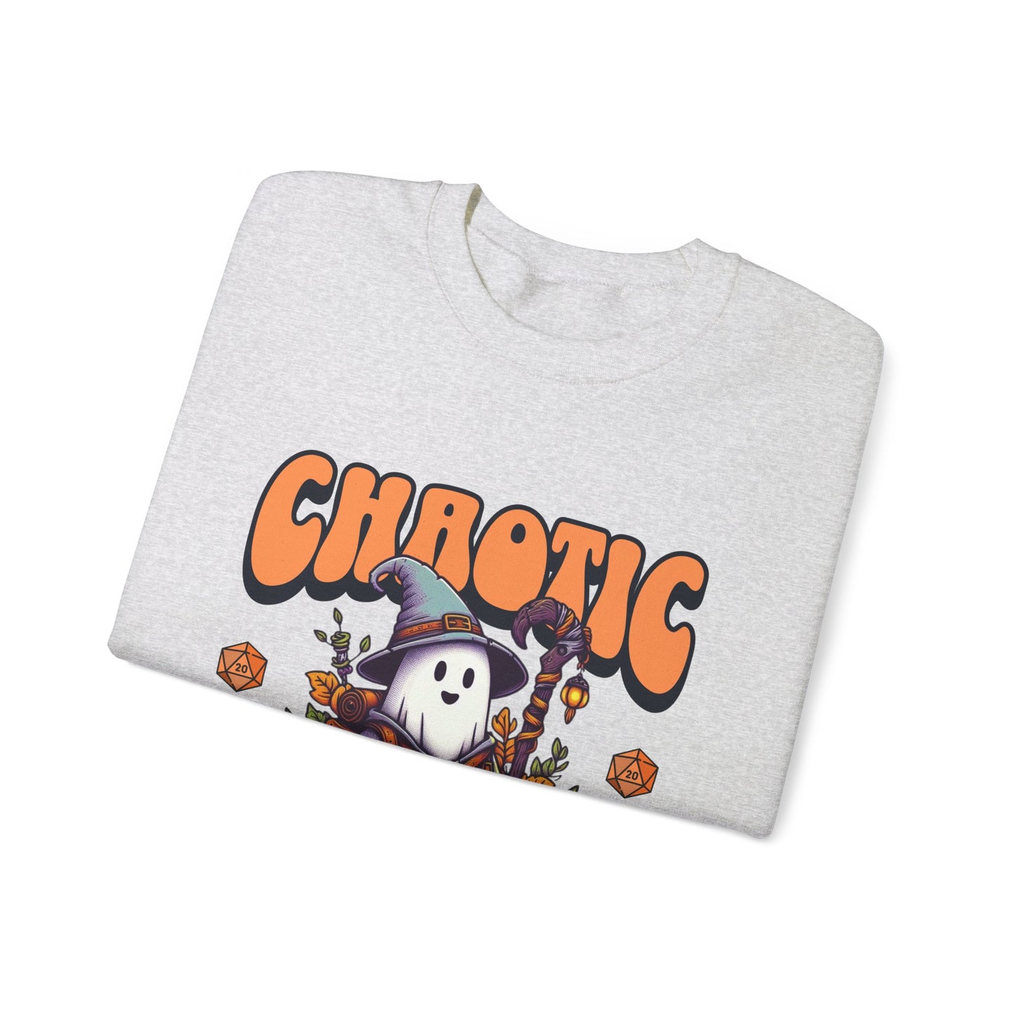 Dnd Shirt Halloween Jumper, Chaotic Spooky with Pumpkin D20 Dice Detail Gift for DM or Dungeons and Dragon Player Group