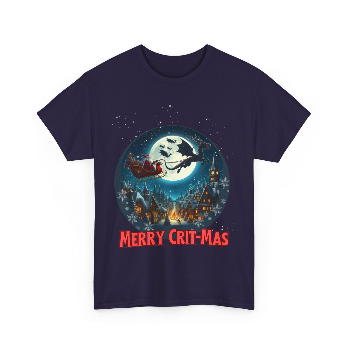 Dungeons Crit-mas tee, Santa Pulled by Dragons Holiday Shirt