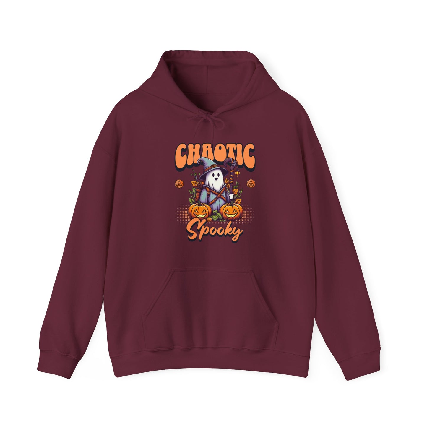 Sweat à capuche Dnd Shirt Halloween, Chaotic Spooky avec des détails de dés citrouille d20, cadeau pour DM pour le groupe de joueurs de Donjons et Dragons