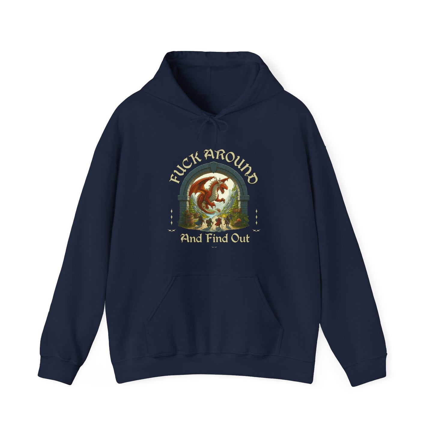 Dnd Shirt Hoodie Pullover 'Fuck Around and Find Out' Geschenk für DM oder Dungeons and Dragons Spielergruppe, Barde, Zauberer, Hexenmeister Drow, BG3