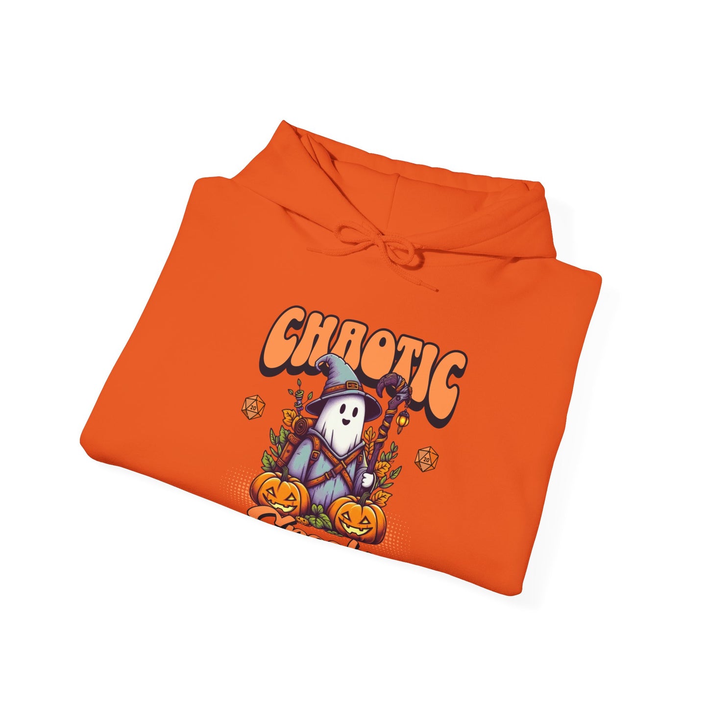 Sweat à capuche Dnd Shirt Halloween, Chaotic Spooky avec des détails de dés citrouille d20, cadeau pour DM pour le groupe de joueurs de Donjons et Dragons