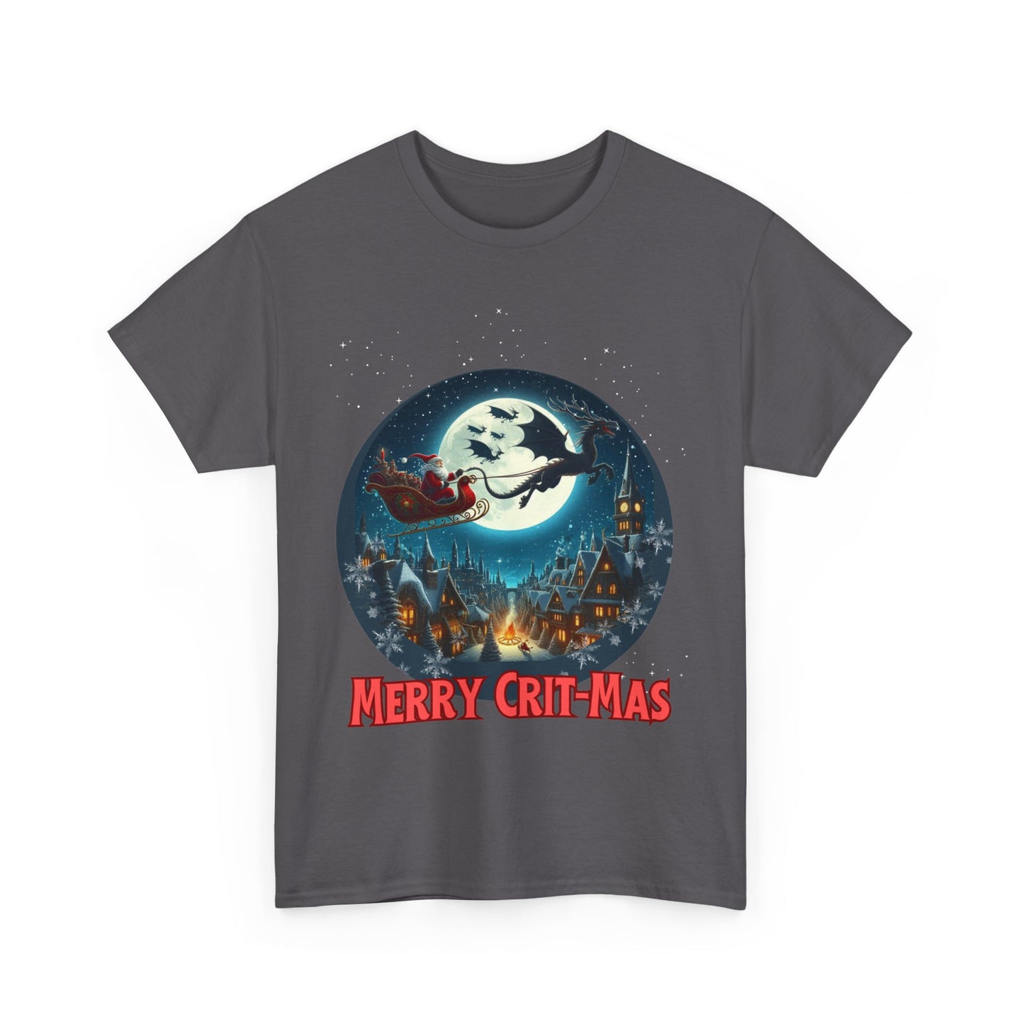 Dungeons Crit-mas tee, Santa Pulled by Dragons Holiday Shirt