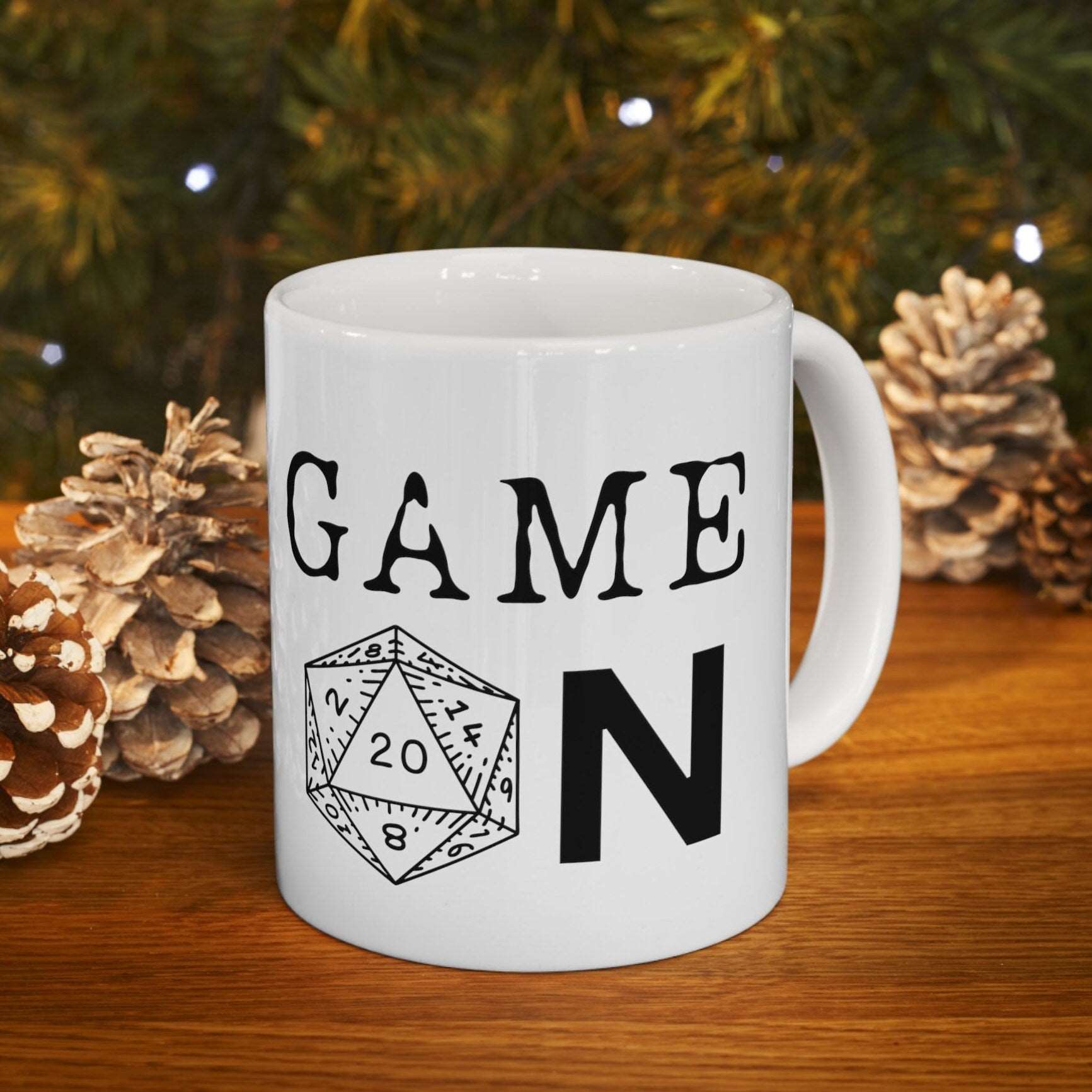 DnD Dice Game On Mug for Dungeons & Dragons Player Character and The DM Dungeon Master. Ideal Christmas Gift Stocking Filler