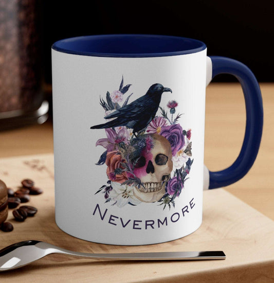 Nevermore Mug in Pretty Gothic Style | Edgar Allen Poe the Raven Literacy Mug Perfect For Halloween, Samhain Wednesday Fans