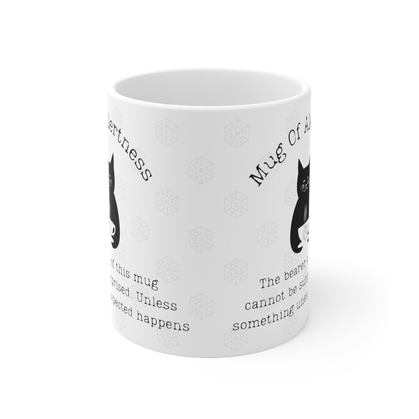 DND Mug of Alertness for Cat D20 Coffee Cup for Dungeons Dragons Fans DM, Game Masters, Vox, Cthulhu player