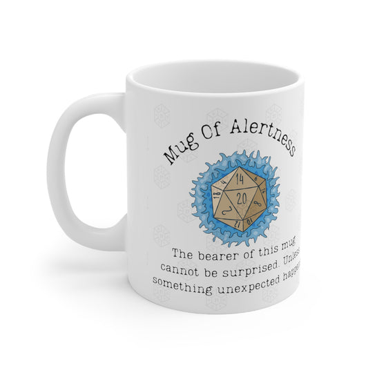 DND Mug of Alertness for Table Top RPG gamers and Dungeons, Dragons Fans DM and Player Characters Halfling Baldurs 3