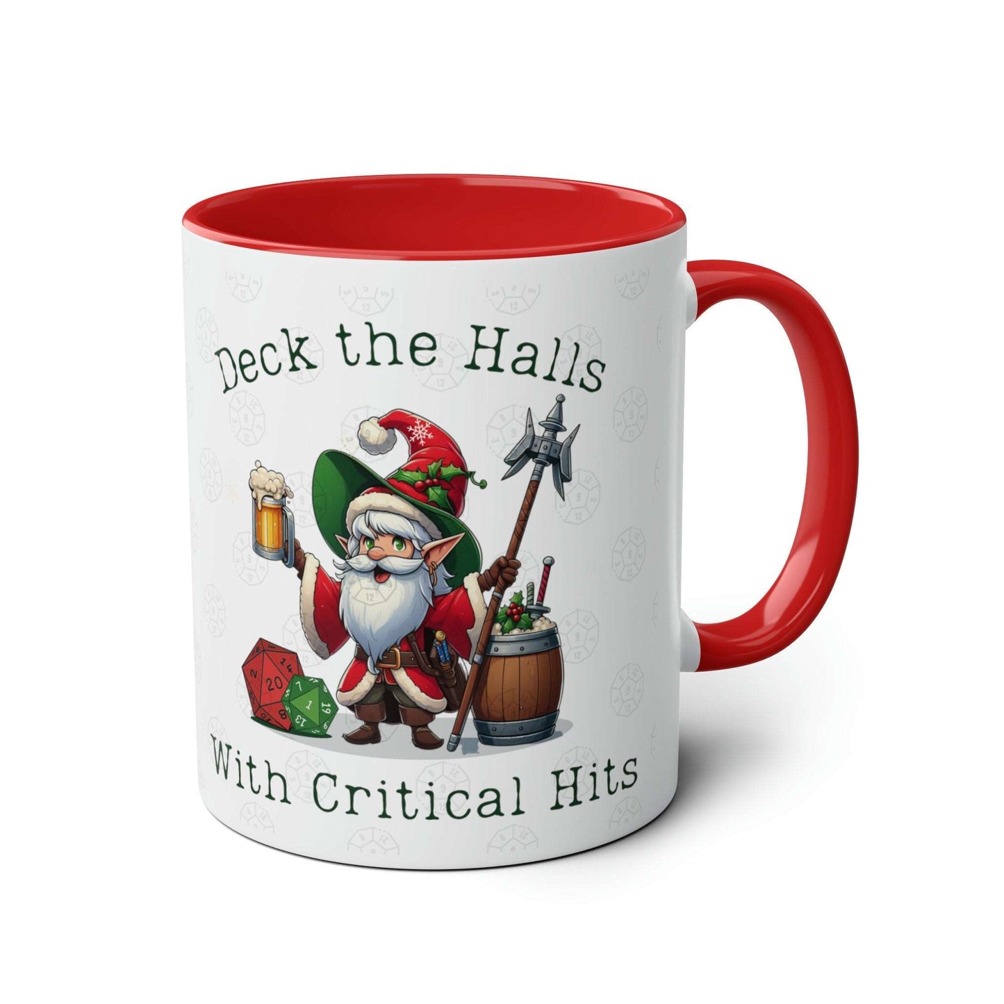 DnD Christmas Mug/Cup, Deck the halls with Critical Hits!  Dragon Dungeon Game Masters  TTRPG Fans, BG3 Dogma, Christmas gift Idea