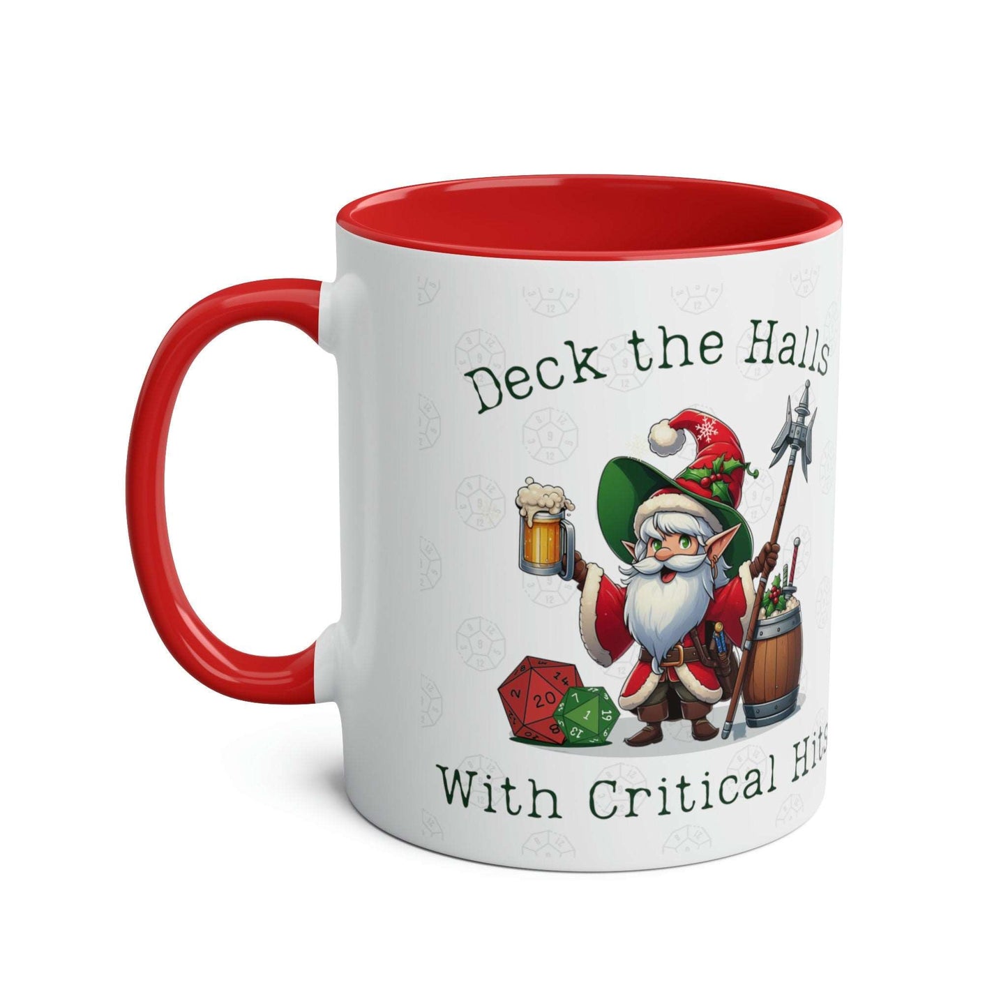 DnD Christmas Mug/Cup, Deck the halls with Critical Hits!  Dragon Dungeon Game Masters  TTRPG Fans, BG3 Dogma, Christmas gift Idea