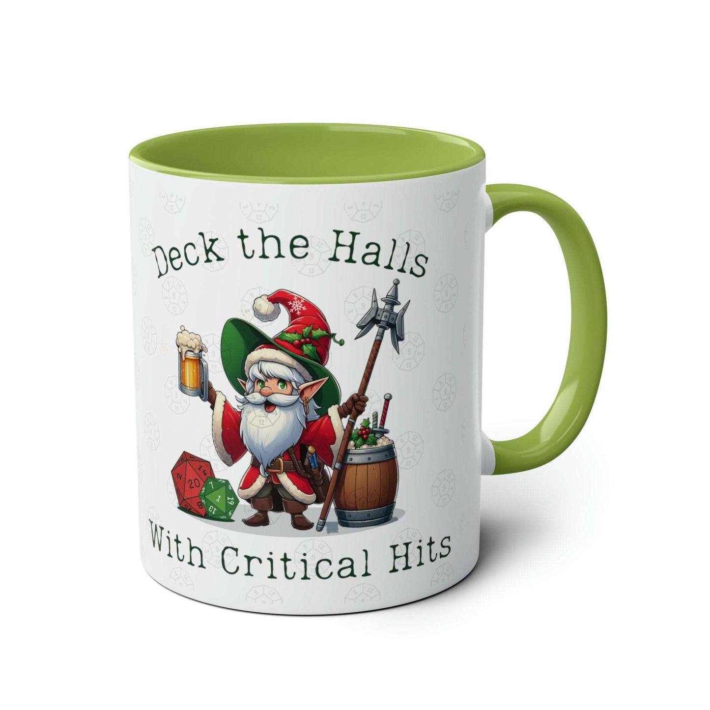 DnD Christmas Mug/Cup, Deck the halls with Critical Hits!  Dragon Dungeon Game Masters  TTRPG Fans, BG3 Dogma, Christmas gift Idea