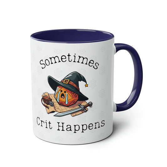 Dnd Mug Sometimes Crit Happens Crying Coffee Mug Perfect For Dms BG3, Baldur, Vox Nein Crit Role and Dungeons Dragons.