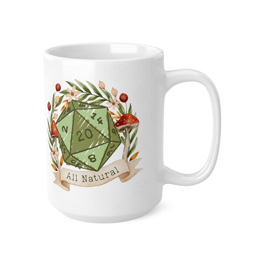 Dnd Nat 20 Druid Mushroom Mug Cup Critical Hit D20 Dice. Video Game Inspired Gift Idea