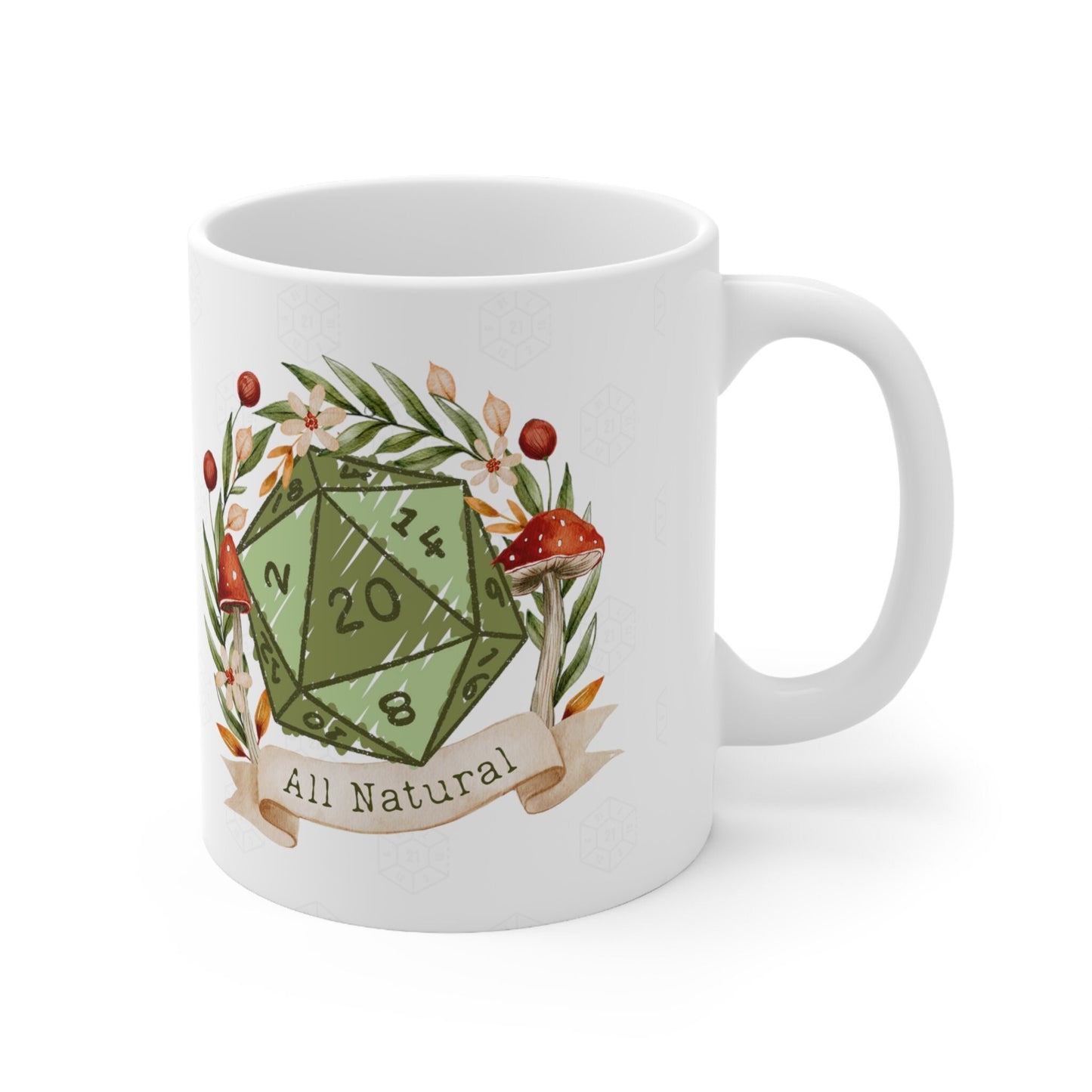 Dnd Nat 20 Druid Mushroom Mug Cup Critical Hit D20 Dice. Video Game Inspired Gift Idea